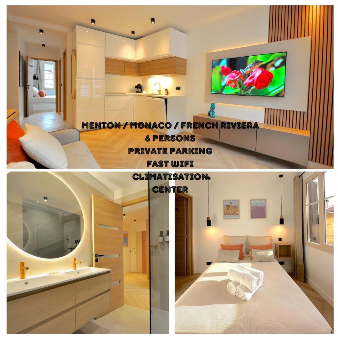 Monaco # Menton - 6 Persons - 2 Bedrooms - Full Renovated - Private Parking - Hypercenter - Clim - Beach And Sun Eksteriør bilde